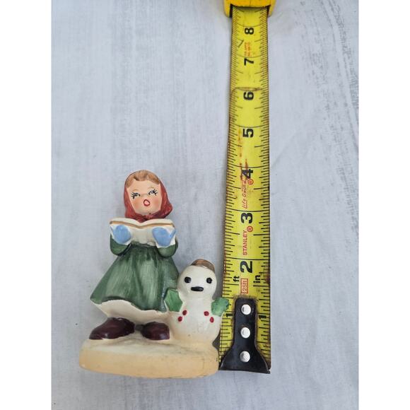 Vintage Napco Ware X8366 Ceramic Girl with Snowman Christmas Decor 1950s - Picture 4 of 4